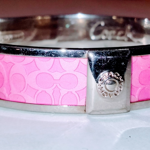 Coach Pink & Silver Signature Bangle Bracelet - Picture 6 of 6